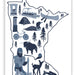 handmade card with minnesota state themed icon landmarks